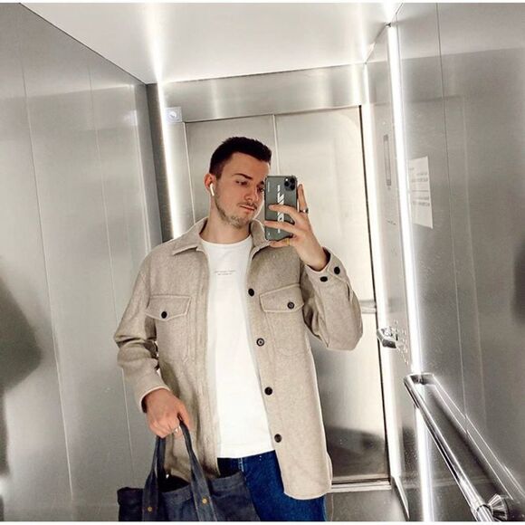 H&M Mens Shirt Jacket Shacket Relaxed Fit NWT - Picture 5 of 8